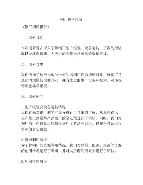 钢厂调研报告