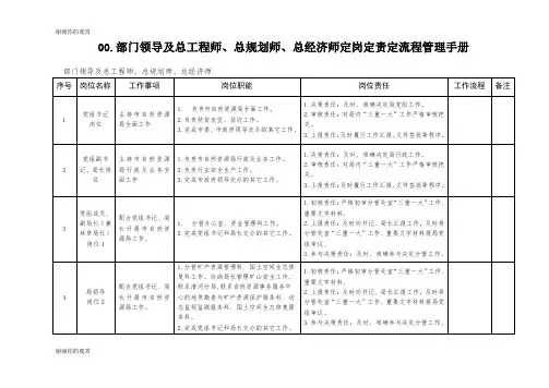 部门领导及总工程师、总规划师、总经济师定岗定责定流程管理手册.doc
