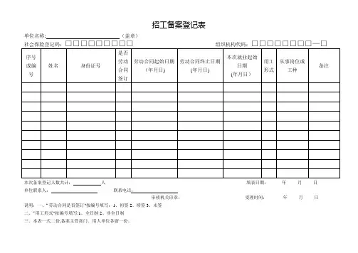 招工备案登记表