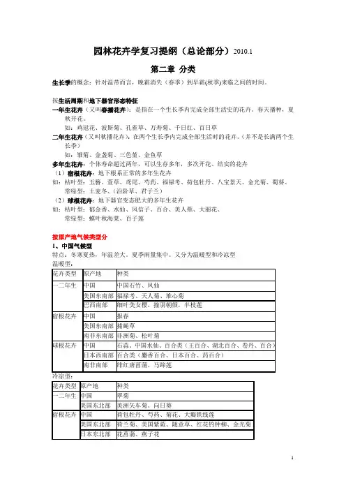 园林花卉学复习提纲(总论)汇总