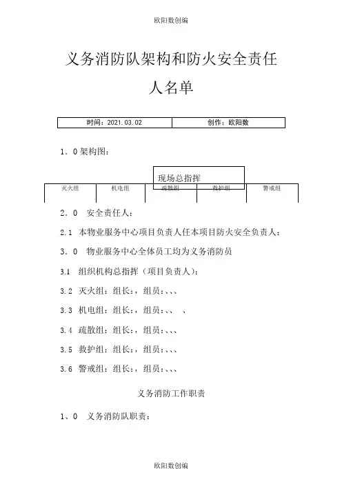 义务消防队、架构、职责之欧阳数创编