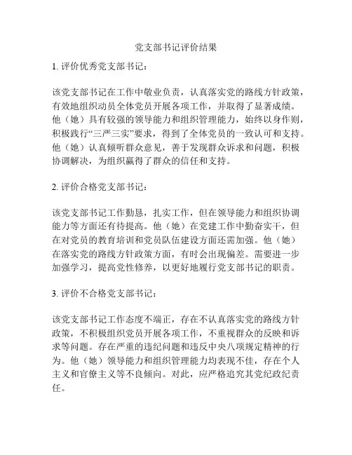 党支部书记评价结果