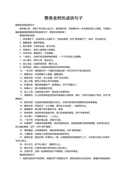 赞美老师的成语句子