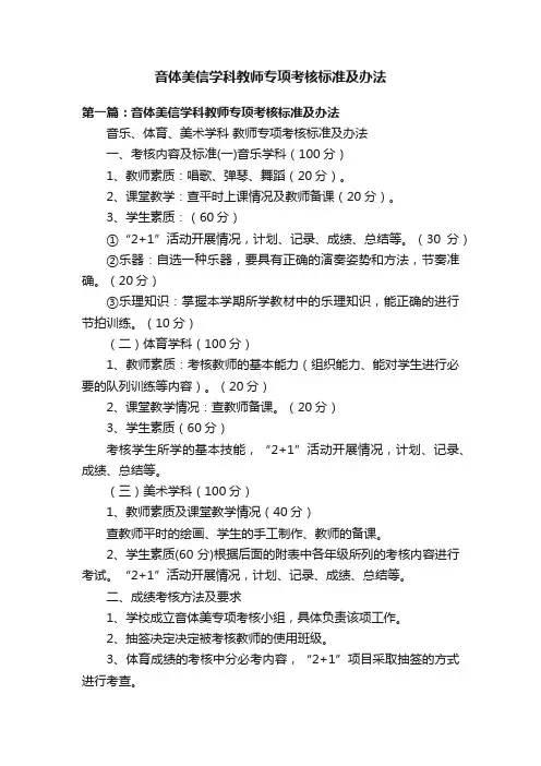 音体美信学科教师专项考核标准及办法