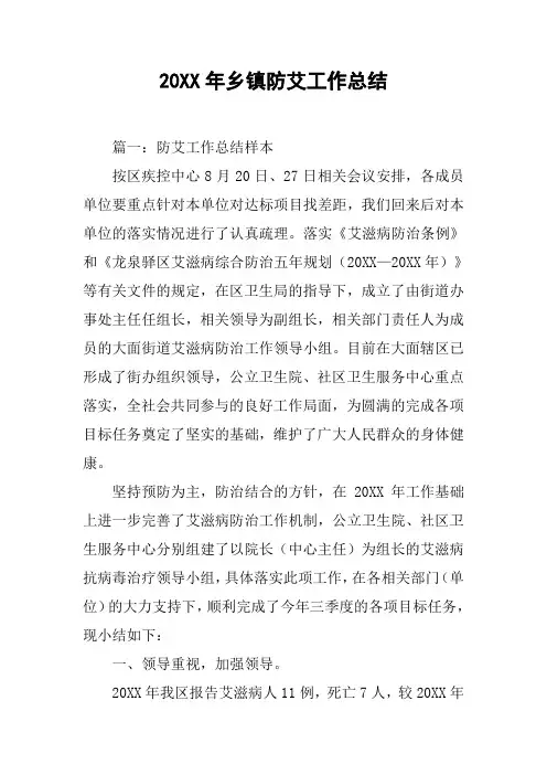 20XX年乡镇防艾工作总结[工作范文]