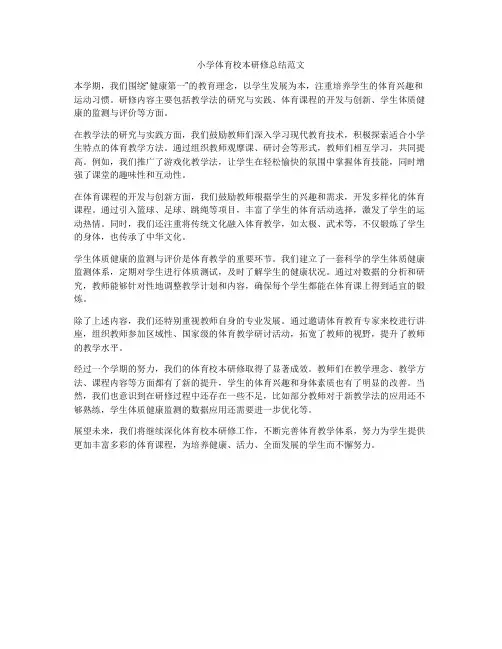 小学体育校本研修总结范文