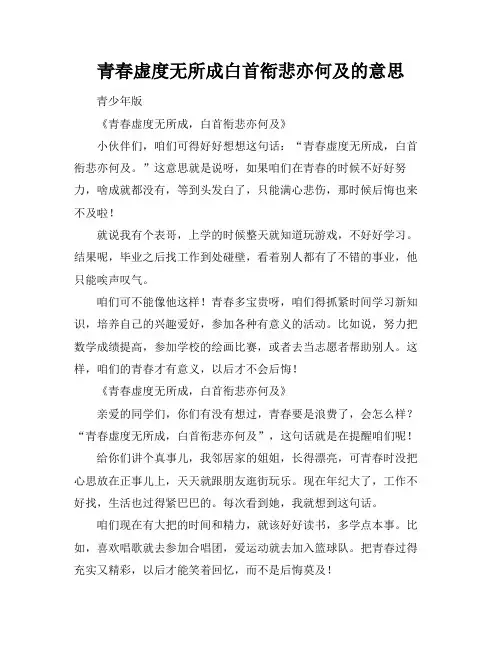 青春虚度无所成白首衔悲亦何及的意思