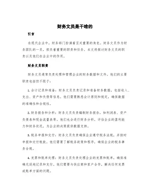 财务文员是干啥的