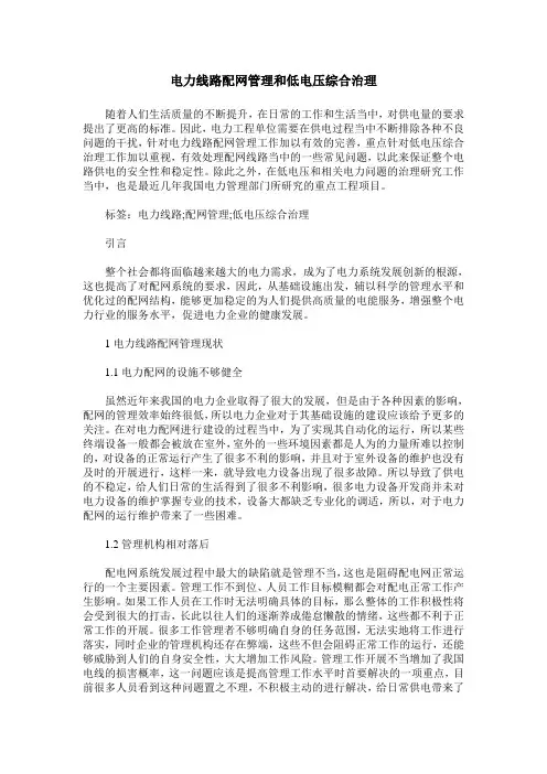 电力线路配网管理和低电压综合治理_2