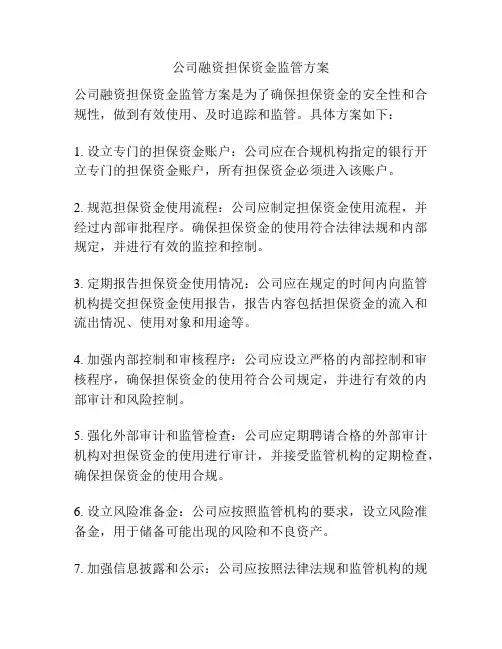 公司融资担保资金监管方案