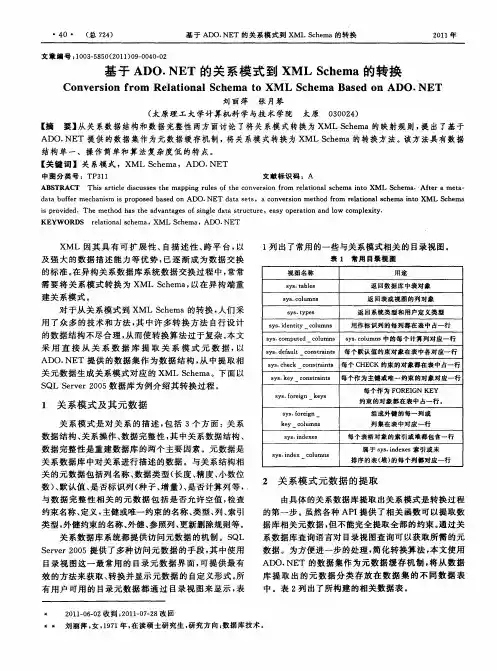 基于ADO.NET的关系模式到XML Schema的转换