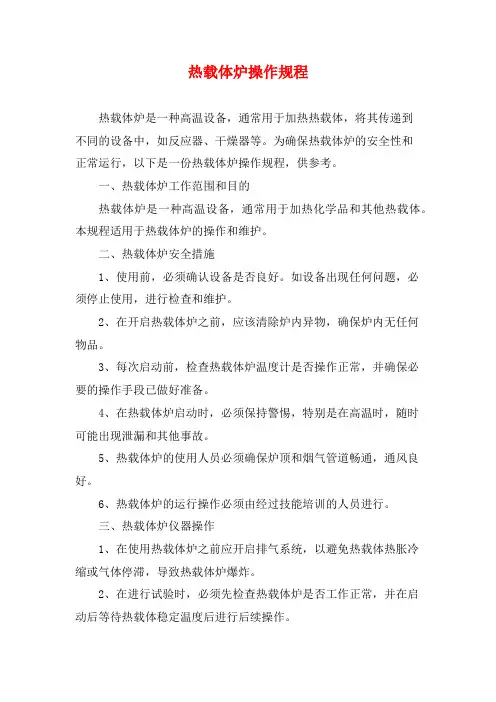 热载体炉操作规程
