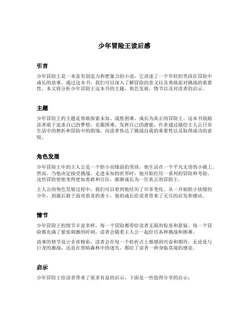 少年冒险王读后感