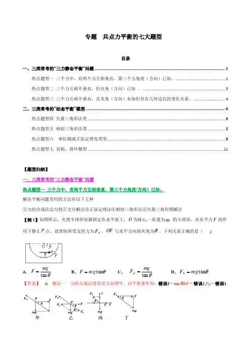 共点力平衡的七大题型-Word版含解析
