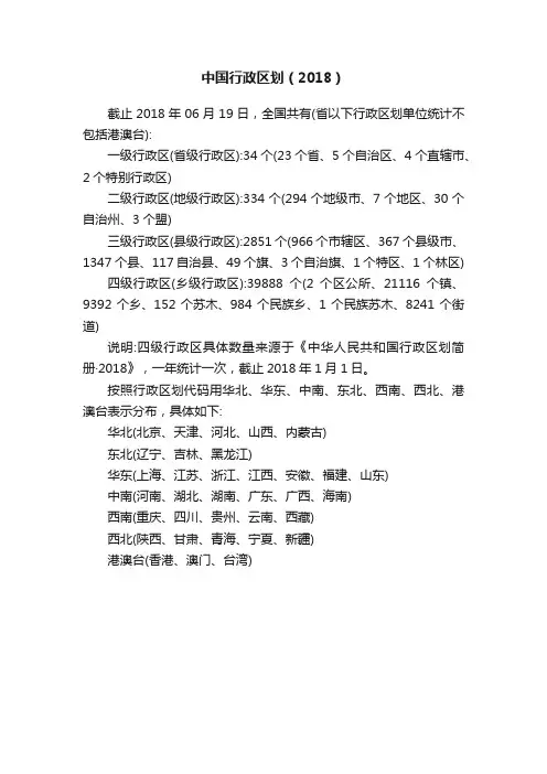 中国行政区划（2018）