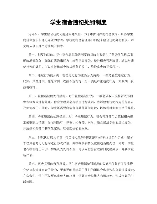 学生宿舍违纪处罚制度