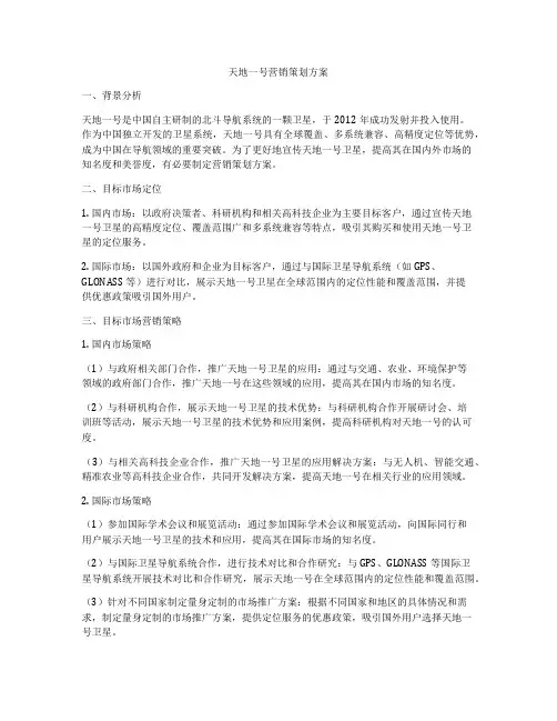 天地一号营销策划方案