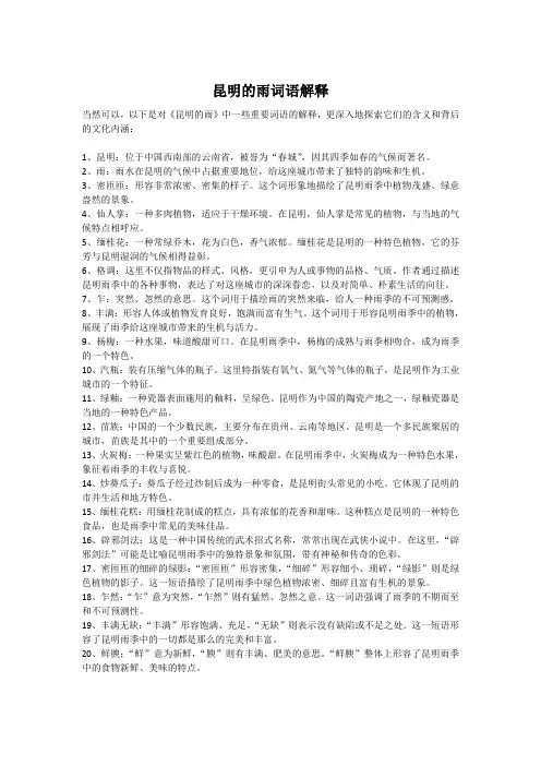 昆明的雨词语解释