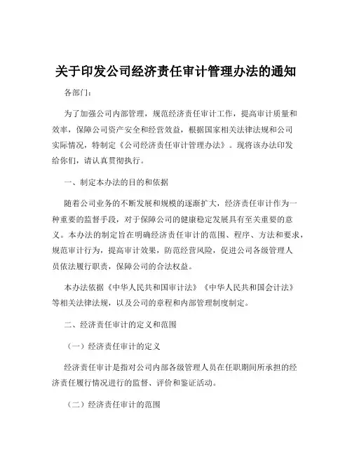 关于印发公司经济责任审计管理办法的通知