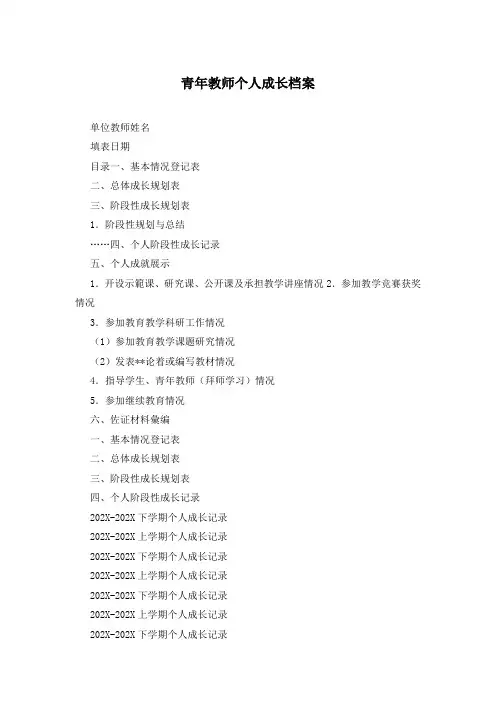 青年教师个人成长档案
