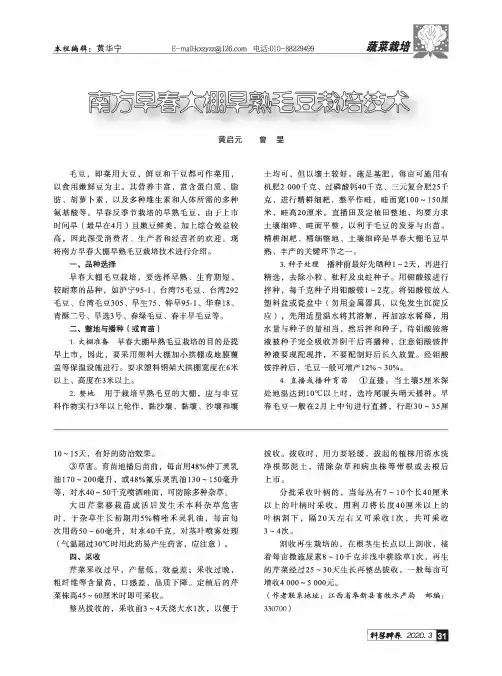 南方早春大棚早熟毛豆栽培技术
