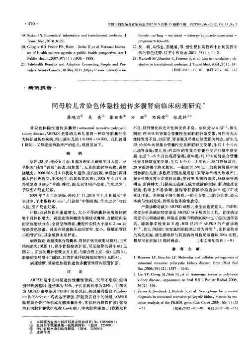 同母胎儿常染色体隐性遗传多囊肾病临床病理研究