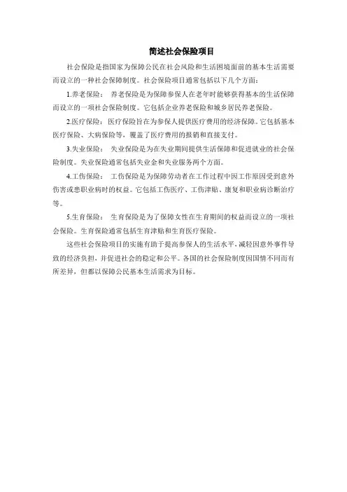 简述社会保险项目