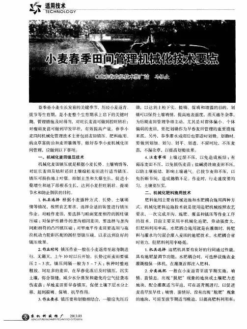 小麦春季田间管理机械化技术要点