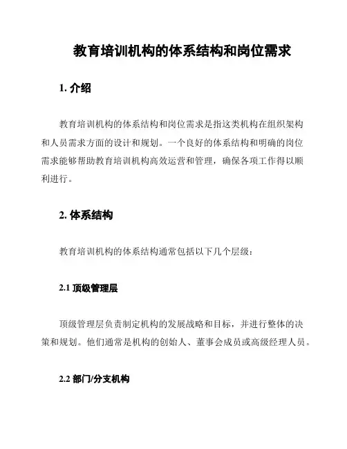 教育培训机构的体系结构和岗位需求
