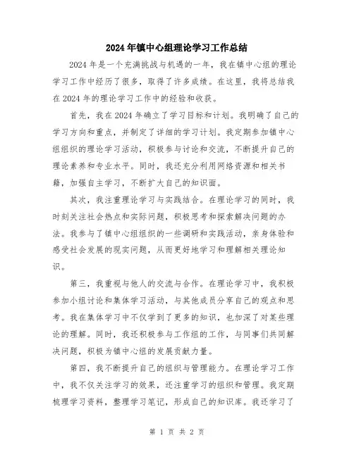 2024年镇中心组理论学习工作总结