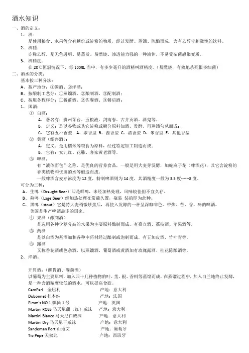 酒水的定义