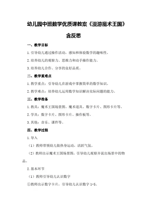 幼儿园中班数学优质课教案《漫游魔术王国》含反思