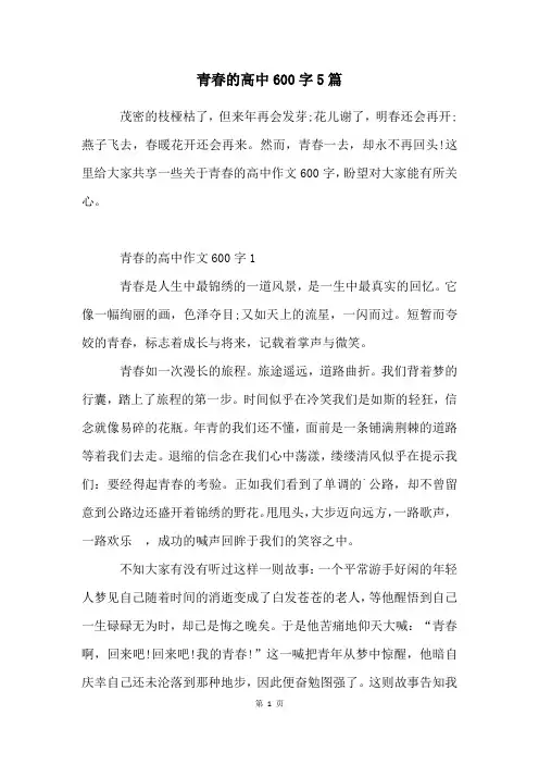 青春的高中600字5篇