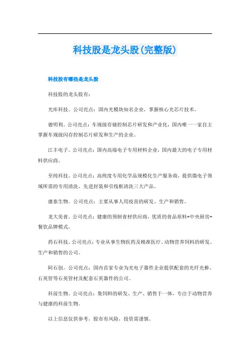 科技股是龙头股(完整版)