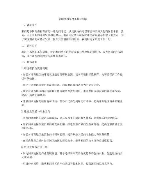 美丽湘西年度工作计划表