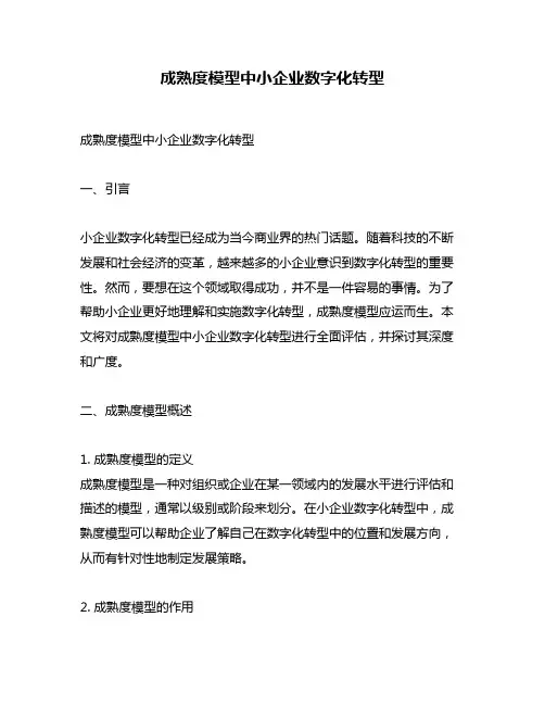 成熟度模型中小企业数字化转型