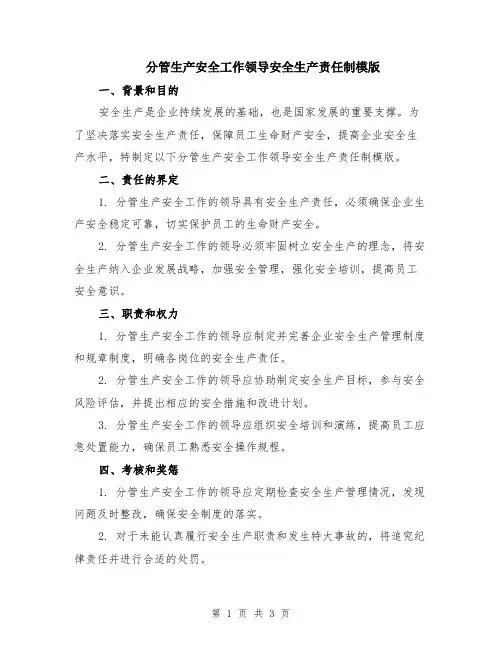 分管生产安全工作领导安全生产责任制模版
