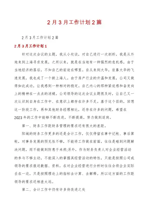 2月3月工作计划2篇