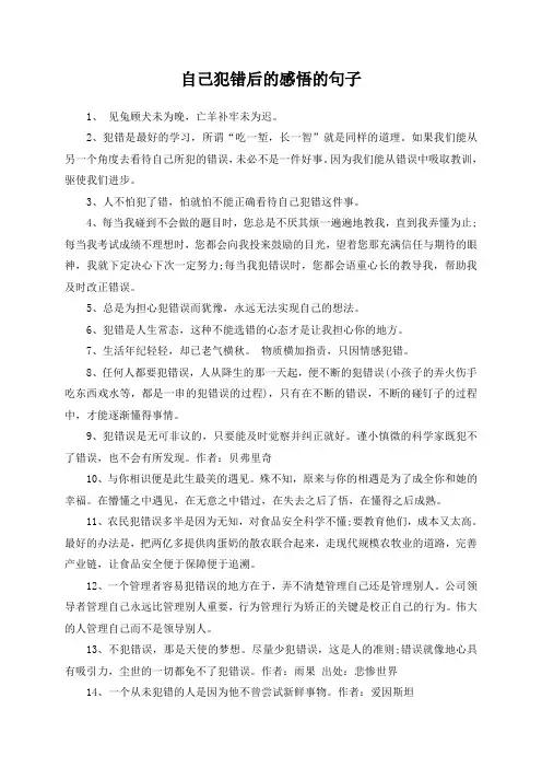 自己犯错后的感悟的句子