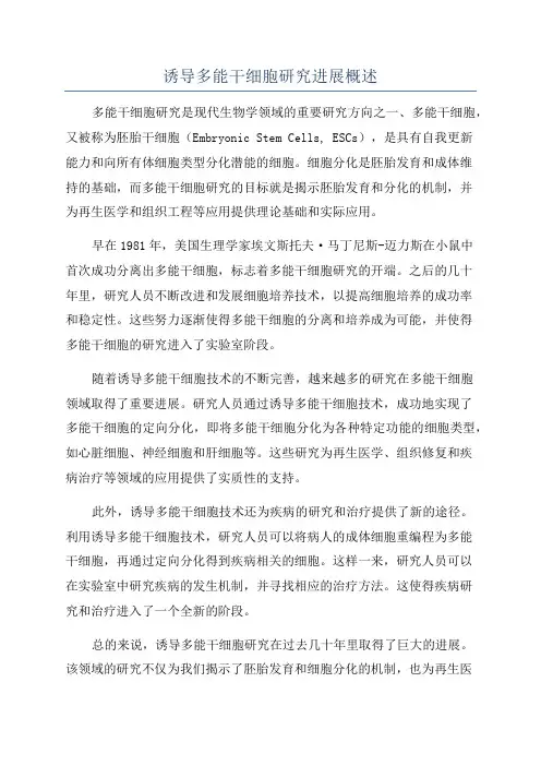 诱导多能干细胞研究进展概述