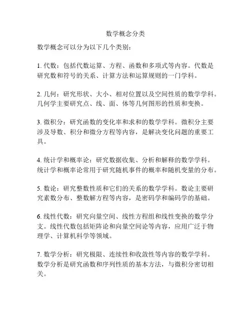 数学概念分类