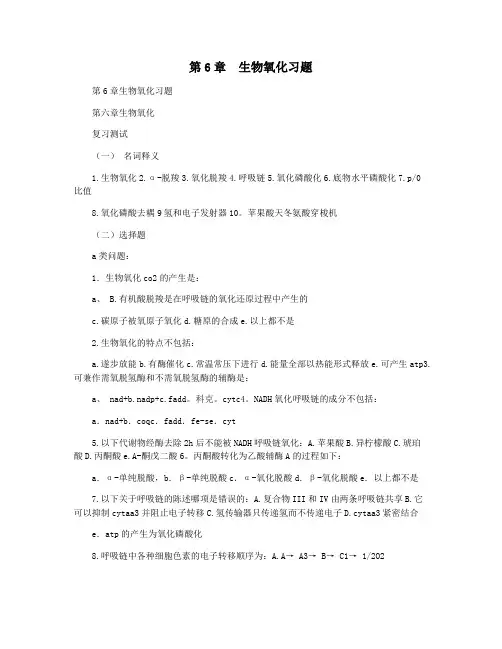 第6章  生物氧化习题
