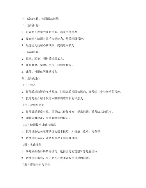 绘画眼部训练教案模板范文