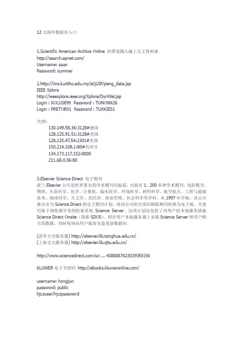 12大国外数据库入口