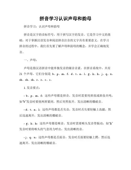 拼音学习认识声母和韵母