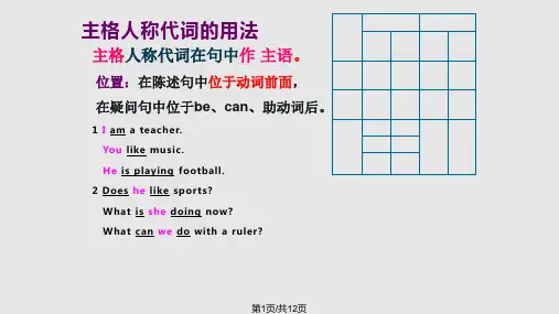小学英语人称代词主格和宾格的用法PPT课件