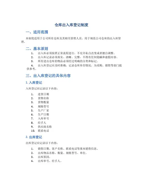 仓库出入库登记制度