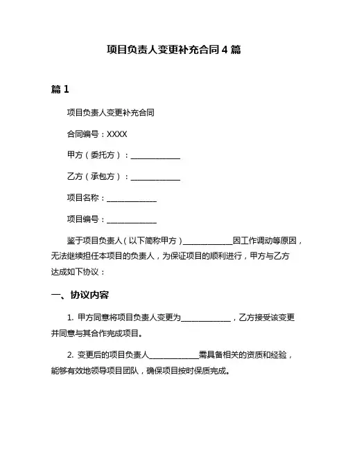 项目负责人变更补充合同4篇