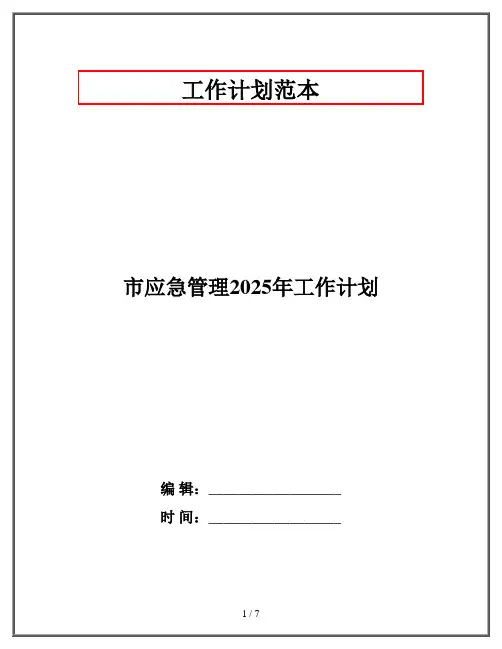 市应急管理2025年工作计划