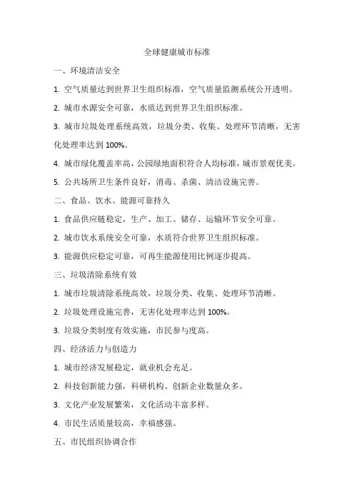 全球健康城市标准
